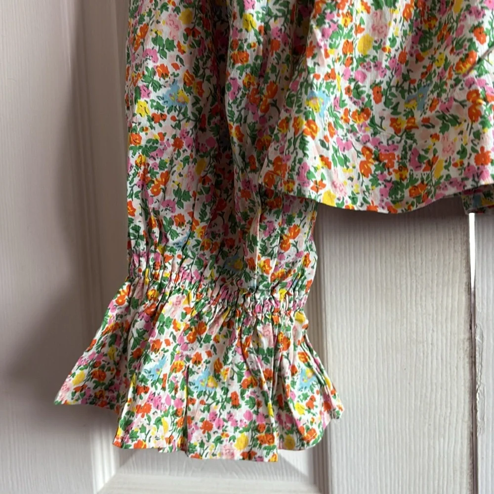 Elizabeth Wilson Designs Multicolor Floral Smocked Blouse - Picture 11 of 16